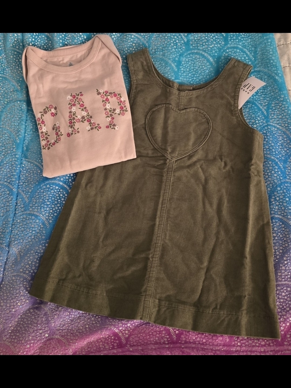 Baby Gap Corduroy Overall Dress with Long Sleeve Bodysuit Size 12-18M